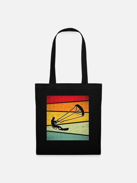 kite surfen retro - Stoffbeutel - Schwarz