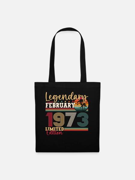 Jahrgang 1973 Februar 50. Geburtstag Geschenk Mann - Stoffbeutel - Schwarz