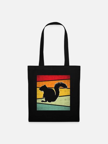 Eichhörnchen retro - Stoffbeutel - Schwarz