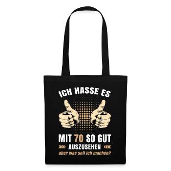 70. Geburtstag Damen Herren T-Shirt 70 Jahre alt - Stoffbeutel - Schwarz - Vorne