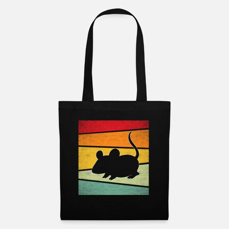 Maus Retro - Stoffbeutel - Schwarz