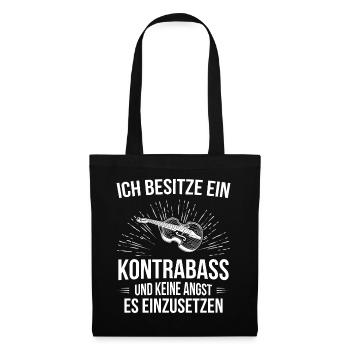 Kontrabass Kontrabassspieler Kontrabassist - Stoffbeutel - Schwarz - Vorne
