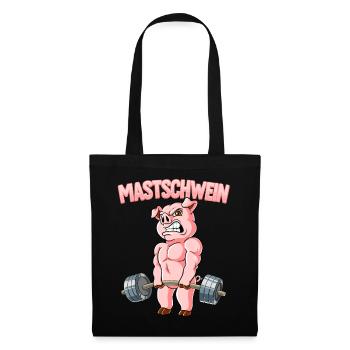 Mastschwein Bodybuilding Fitness Gym - Stoffbeutel - Schwarz - Vorne
