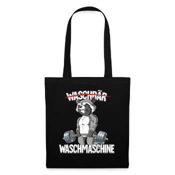 Waschbär Waschmaschine Bodybuilding Fitness Gym - Stoffbeutel - Schwarz - Vorne