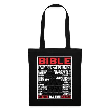 Bible Verse Emergency Numbers Christian Hotline Ps - Stoffbeutel - Schwarz - Vorne