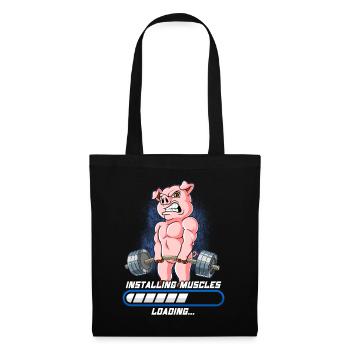 Schwein Muskeln Aufbauen Bodybuilding Fitness Gym - Stoffbeutel - Schwarz - Vorne