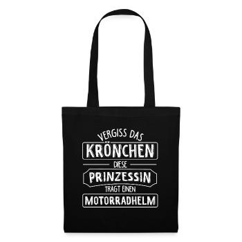 Vergiss das Krönchen Diese Prinzessin Trägt Motorr - Stoffbeutel - Schwarz - Vorne