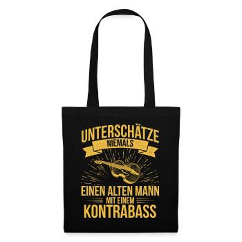Kontrabass Kontrabassspieler Kontrabassist - Stoffbeutel - Schwarz - Vorne