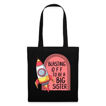 Pregnancy Shirt, Blasting Off To Be A Big Sister - Tote Bag - black - Front