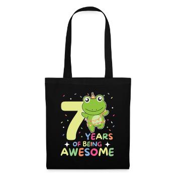 Grenouille pour 7e anniversaire Enfants de sept ans - Sac en tissu - noir - Devant