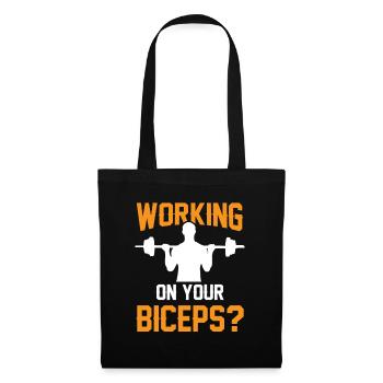 Arbeiten Sie An Ihrem Bizeps Workout Curls Muskeln - Stoffbeutel - Schwarz - Vorne