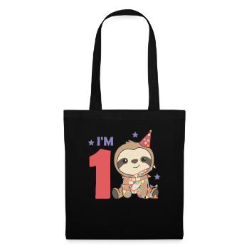 Paresseux pour le premier anniversaire des enfants de 1 an - Sac en tissu - noir - Devant