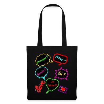 pourquoi quand ou - Sac en tissu - noir - Devant