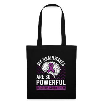 Ondes cérébrales Cerveau Ruban violet Épileptique - Sac en tissu - noir - Devant