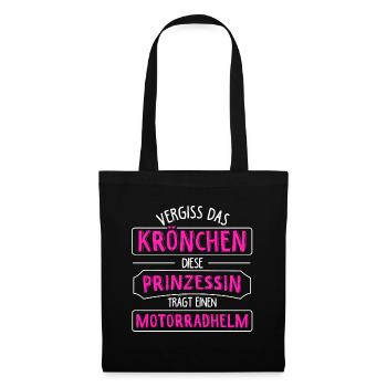 Bikerin Motorradfahrerin Kein Krönchen Geschenk Bi - Stoffbeutel - Schwarz - Vorne