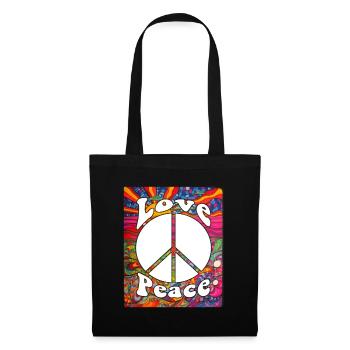 Hippie Tshirt Peace Movement Woodstock Boho Groove - Tote Bag - black - Front