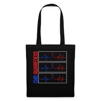 Chemise de chirurgie cardiaque, rythme cardiaque de sensibilisation à la cardiopathie congénitale, cardiopathie congénitale - Sac en tissu - noir - Devant