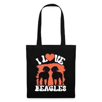Ich Liebe Beagles Liebhaber Beagle Hund Welpe - Stoffbeutel - Schwarz - Vorne