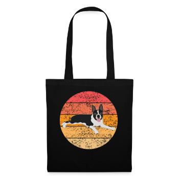 Boston Terrier Hund Hundeliebhaber Retro Geschenk - Stoffbeutel - Schwarz - Vorne