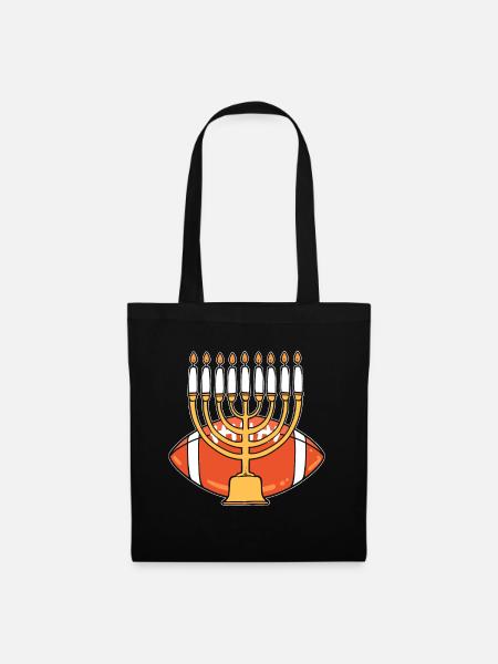 Hanukkah American Football Jewish Menorah Candles - Stoffbeutel - Schwarz