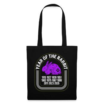 Chemise du zodiaque chinois, année des années lapin - Sac en tissu - noir - Devant