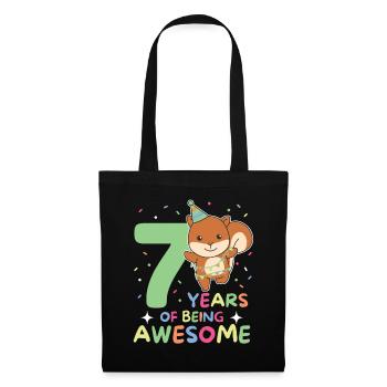 Squirrel for 7th birthday children seven years - Tote Bag - black - Front