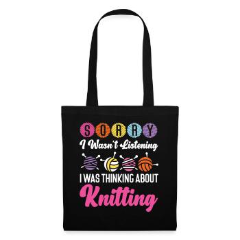 Knitting Knitter Sorry I Wasn't - Stoffbeutel - Schwarz - Vorne