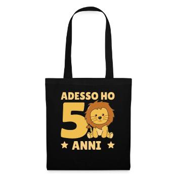 Children 5th birthday lion five years old lion - Tote Bag - black - Front