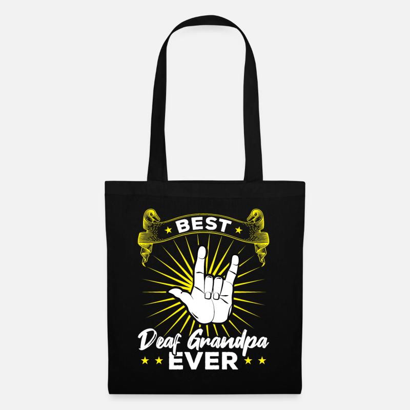 Best Deaf Grandpa Ever - Deaf Pride - Stoffbeutel - Schwarz