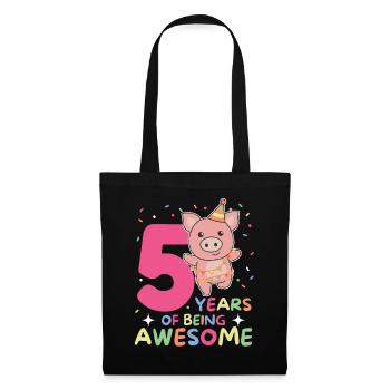 Cochon pour les 5 ans Enfants de cinq ans - Sac en tissu - noir - Devant
