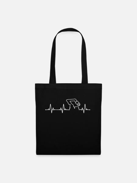 Robot Robotics Engineer Heartbeat - Stoffbeutel - Schwarz
