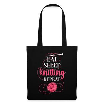 Knitting Knitter Eat Sleep - Stoffbeutel - Schwarz - Vorne