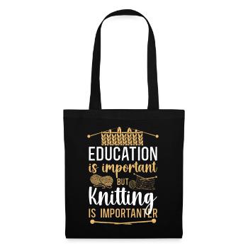 Knitting Knitter Education Is - Tote Bag - black - Front
