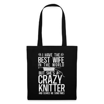 Knitting Knitter Wife Husband - Stoffbeutel - Schwarz - Vorne