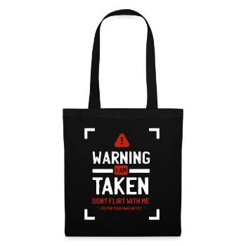 Warning Don't Flirt With Me - Boyfriend Funny Gift - Tote Bag - black - Front