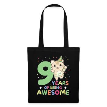 Cat for 9th birthday children nine years old - Tote Bag - black - Front