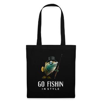 Go Fishin in Style - Funny Fisherman - Tote Bag - black - Front