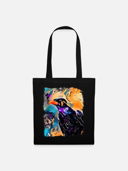 Beo Mynah Starenvogel bunt Rabe moderne Kunst - Stoffbeutel - Schwarz