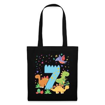 Herd of cute dinosaurs 7th birthday 7 - Tote Bag - black - Front
