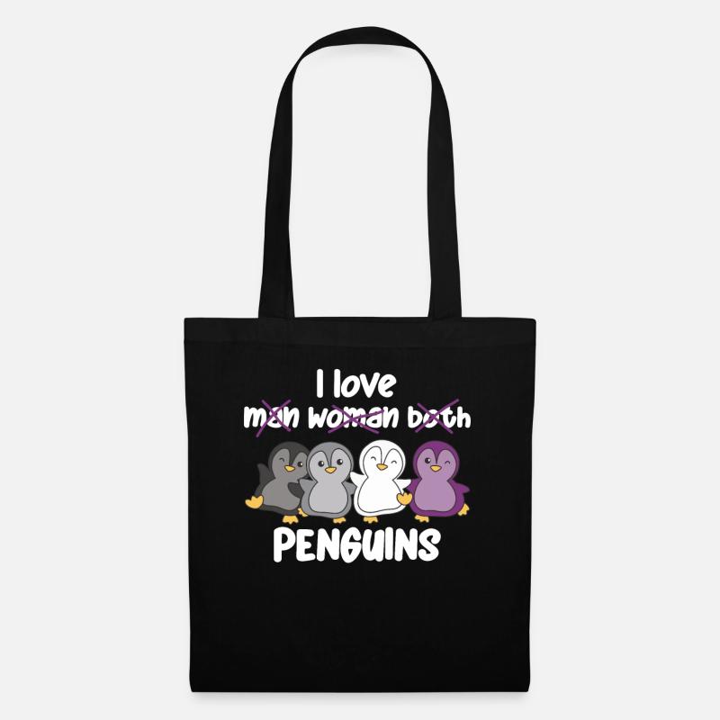Asexual Flag Pride LGBTQ süßer Pinguin - Stoffbeutel - Schwarz