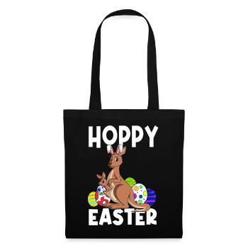 Hoppy Easter Süßes Ostern Känguru Osterhase - Stoffbeutel - Schwarz - Vorne