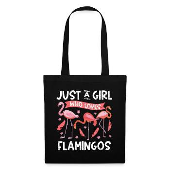 Mädchen Flamingo Damen - Stoffbeutel - Schwarz - Vorne