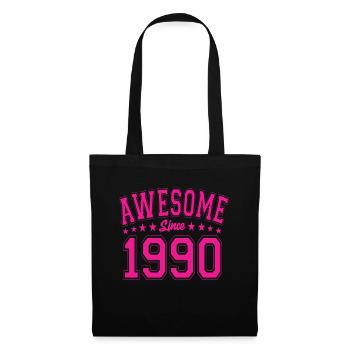 Awesome Since 1990 Geburtstag 1990 Vintage 1990 - Stoffbeutel - Schwarz - Vorne