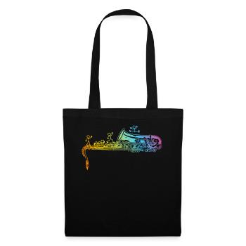 Saxophone Player Stick Figure Saxophone Saxophonis - Stoffbeutel - Schwarz - Vorne