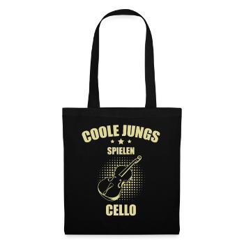 Cello Cellospieler Cellist - Stoffbeutel - Schwarz - Vorne