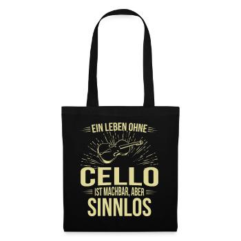 Cello Cellospieler Cellist - Stoffbeutel - Schwarz - Vorne