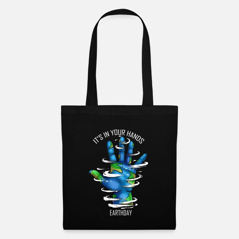 Hand Planet With Clouds It's In Your Hands For - Stoffbeutel - Schwarz