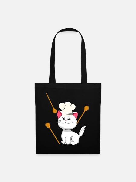 Katze Koch Kochmütze Geburtstagsgeschenk kochen - Stoffbeutel - Schwarz