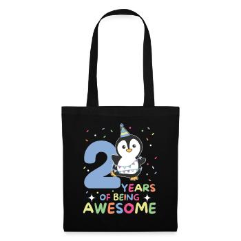 Pinguin zum 2. Geburtstag Kinder zwei Jahre alt - Stoffbeutel - Schwarz - Vorne