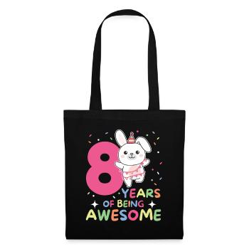 Hase zum 8. Geburtstag Kinder acht Jahre alt - Stoffbeutel - Schwarz - Vorne